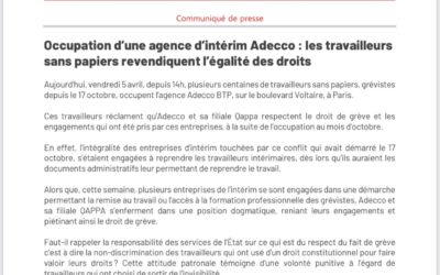 Occupation de l’agence Adecco boulevard Voltaire à Paris et sa filiale QAPPA. Engagements non tenus, la CGt Intérim contre-attaque.