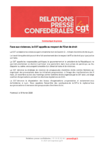 CGT État de droit communiqué officiel violences Lyon février 2026